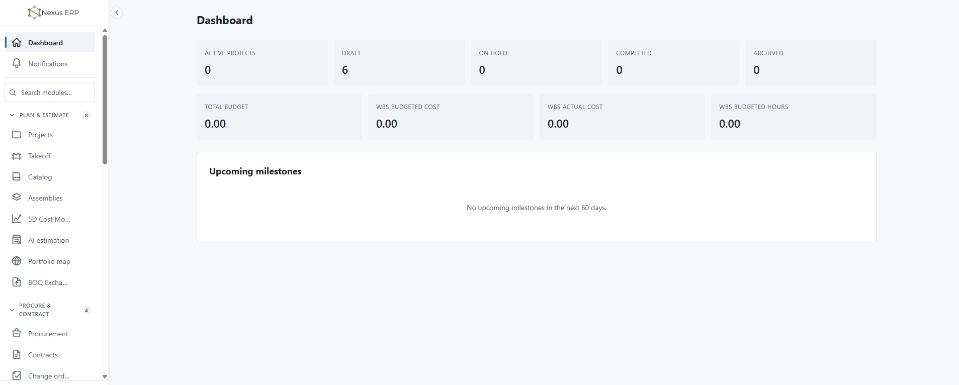 Nexus ERP dashboard